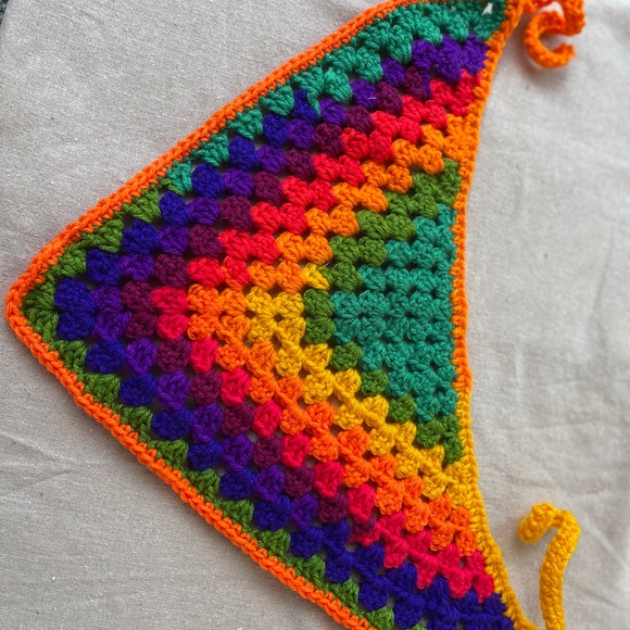 Hand Crafted Accessories - Bandana headscarf multi color rainbow